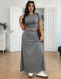 Women Plus Size Short Sleeve T-Shirt and Skirt Set - PRUSES