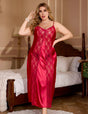 Women Plus Size Silk Feel Lace Spliced Maxi Nightgown | PRUSES - PRUSES