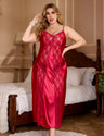 Women Plus Size Silk Feel Lace Spliced Maxi Nightgown | PRUSES - PRUSES