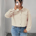 Women Plus Size Solid Color Cropped Corduroy Jacket - PRUSES