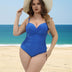 Women Plus Size Solid Color Front Twist One - Piece Swimsuit - PRUSES