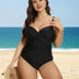 Women Plus Size Solid Color Front Twist One - Piece Swimsuit - PRUSES
