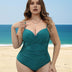 Women Plus Size Solid Color Front Twist One - Piece Swimsuit - PRUSES