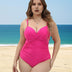 Women Plus Size Solid Color Front Twist One - Piece Swimsuit - PRUSES