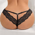 Women Plus Size Solid Color Lace Hollow Out Panty - PRUSES