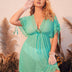 Women Plus Size Solid Color Mesh Lace Trim Babydoll Nightgown - PRUSES