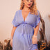 Women Plus Size Solid Color Mesh Lace Trim Babydoll Nightgown - PRUSES