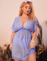 Women Plus Size Solid Color Mesh Lace Trim Babydoll Nightgown - PRUSES