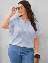 Women Plus Size Solid Color Short - Sleeved T-Shirt | PRUSES - PRUSES