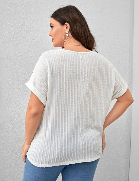 Women Plus Size Solid Color Short - Sleeved T-Shirt | PRUSES - PRUSES