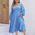 Women Plus Size Solid Textured Square Neck Maxi Dress - PRUSES
