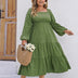 Women Plus Size Solid Textured Square Neck Maxi Dress - PRUSES