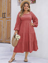 Women Plus Size Solid Textured Square Neck Maxi Dress - PRUSES