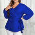 Women Plus Size Solid Top Casual Surplice Neck | PRUSES - PRUSES