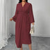 Women Plus Size Solid Twist Front Wrap Maxi Dress - PRUSES