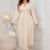 Women Plus Size Solid Twist Front Wrap Maxi Dress - PRUSES