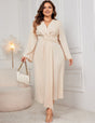 Women Plus Size Solid Twist Front Wrap Maxi Dress - PRUSES
