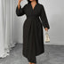 Women Plus Size Solid Twist Front Wrap Maxi Dress - PRUSES