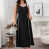 Black Plus Size Sporty Contrast Stripe A-Line Tank Maxi Dress