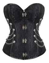 Women Plus Size Steampunk Brocade Corset with Chains - PRUSES