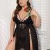 Women Plus Size Strap Slit See - Through Lace Mesh Sexy Dress | PRUSES - PRUSES