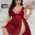 Women Plus Size Strap Slit See - Through Lace Mesh Sexy Dress | PRUSES - PRUSES