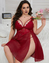 Women Plus Size Strap Slit See - Through Lace Mesh Sexy Dress | PRUSES - PRUSES
