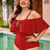 Women Plus Size Strapped Layered Ruffle One - Piece Swimsuit - PRUSES
