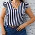 Women Plus Size Stripe Print Ruffled Short Sleeve Blouse | PRUSES - PRUSES