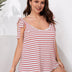 Women Plus Size Stripe Printing Lace - Up Sleeveless Top | PRUSES - PRUSES