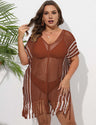 Women Plus Size Striped Contrast Stitching Beach Cover Up | PRUSES - PRUSES