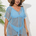 Women Plus Size Striped Contrast Stitching Beach Cover Up | PRUSES - PRUSES