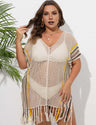 Women Plus Size Striped Contrast Stitching Beach Cover Up | PRUSES - PRUSES