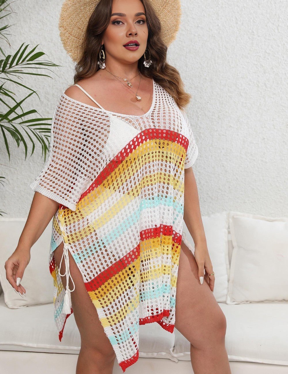 Women Plus Size Striped Knit Cover Up | PRUSES - PRUSES