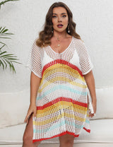 Women Plus Size Striped Knit Cover Up | PRUSES - PRUSES