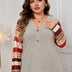 Women Plus Size Striped Patchwork Long - Sleeved Shirt |PRUSES - PRUSES