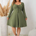 Women Plus Size Sweater Skater Long Sleeve Dress - PRUSES