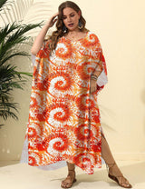 Women Plus Size Swirl Print Loose Cover - Up | PRUSES - PRUSES