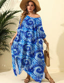 Women Plus Size Swirl Print Loose Cover - Up | PRUSES - PRUSES
