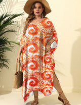 Women Plus Size Swirl Print Loose Cover - Up | PRUSES - PRUSES