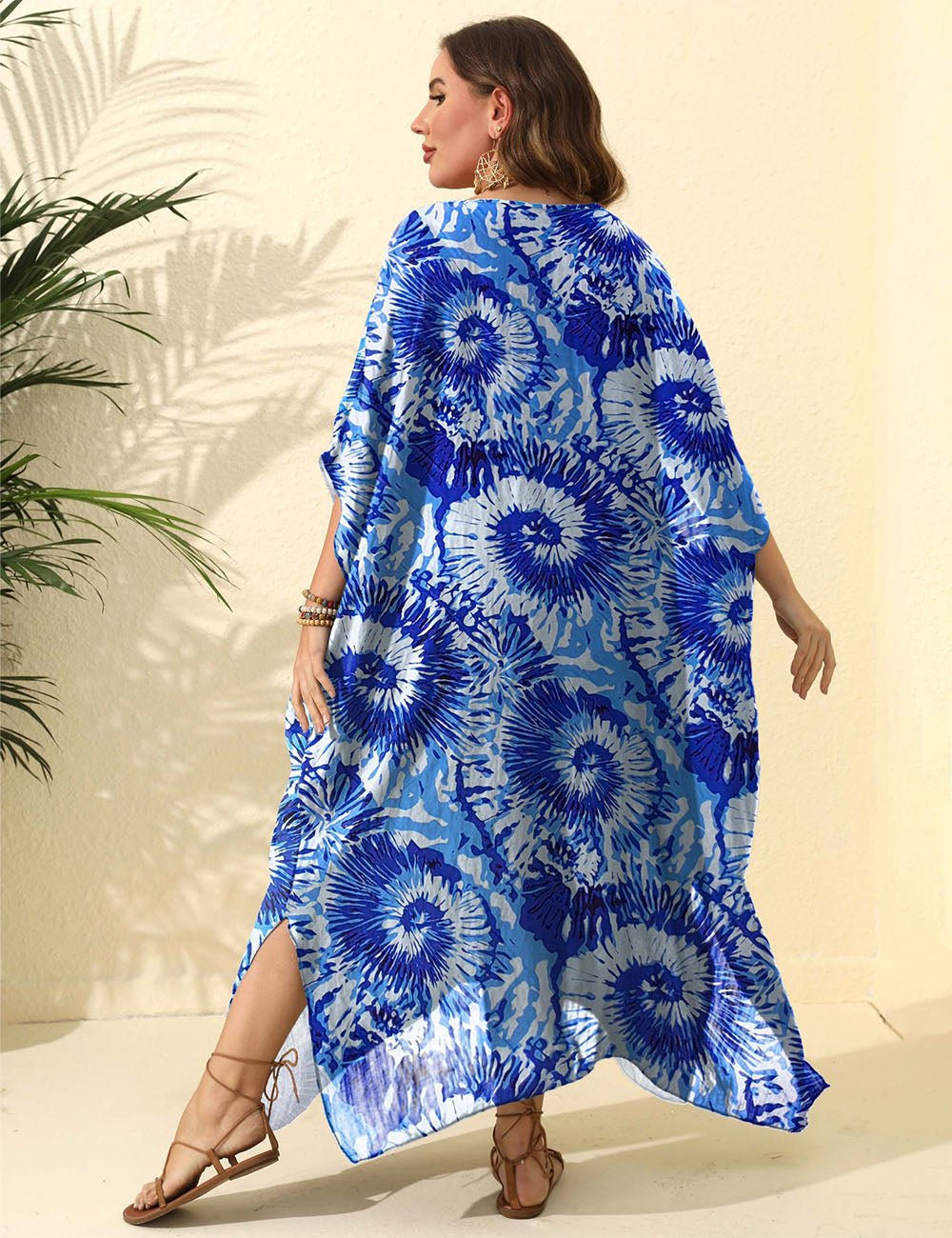 Women Plus Size Swirl Print Loose Cover - Up | PRUSES - PRUSES