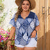 Women Plus Size Tassel Tie Neck Print Boho Tops | PRUSES - PRUSES