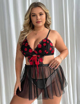 Women Plus Size Three - Point Lace Embroidery Lingerie - PRUSES