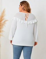 Women Plus Size Tie Back Ruffles Long Sleeve Knitted Blouse | PRUSES - PRUSES