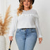 Women Plus Size Tie Back Ruffles Long Sleeve Knitted Blouse | PRUSES - PRUSES