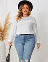 Women Plus Size Tie Back Ruffles Long Sleeve Knitted Blouse | PRUSES - PRUSES