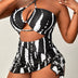 Women Plus Size Tie Dye Halter One Piece Swimsuit With Beach Skirt - PRUSES