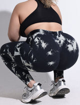 Women Plus Size Tie Dye Peach Hip High Waist Yoga Pants | PRUSES - PRUSES