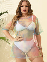 Women Plus Size Tie - Dye Sheer Mesh Beach Cover Up | PRUSES - PRUSES