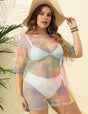 Women Plus Size Tie - Dye Sheer Mesh Beach Cover Up | PRUSES - PRUSES